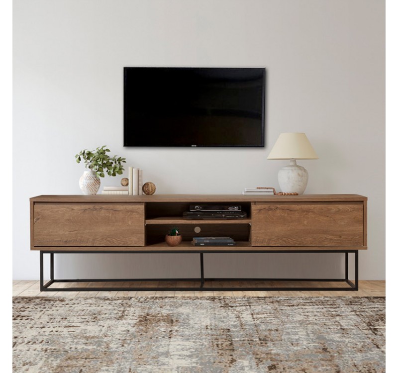 Έπιπλο τηλεόρασης Amedeo Megapap χρώμα καρυδί 180x40x50εκ.