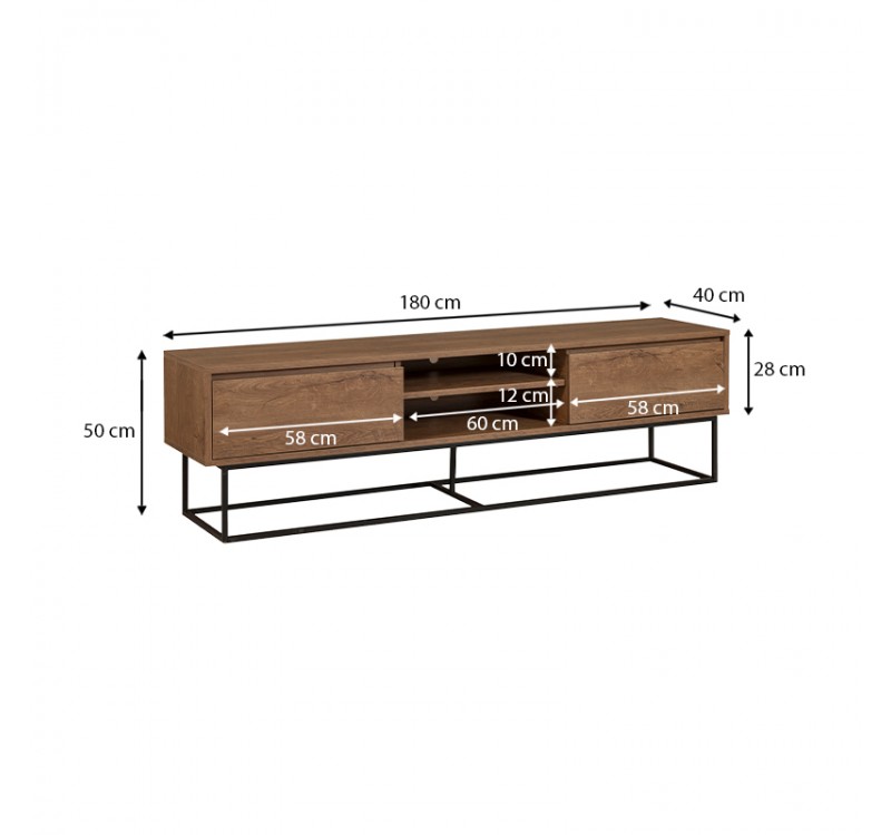 Έπιπλο τηλεόρασης Amedeo Megapap χρώμα καρυδί 180x40x50εκ.
