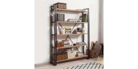Βιβλιοθήκη Atlas Megapap χρώμα antlantic pine - μαύρο 130x35x180εκ.