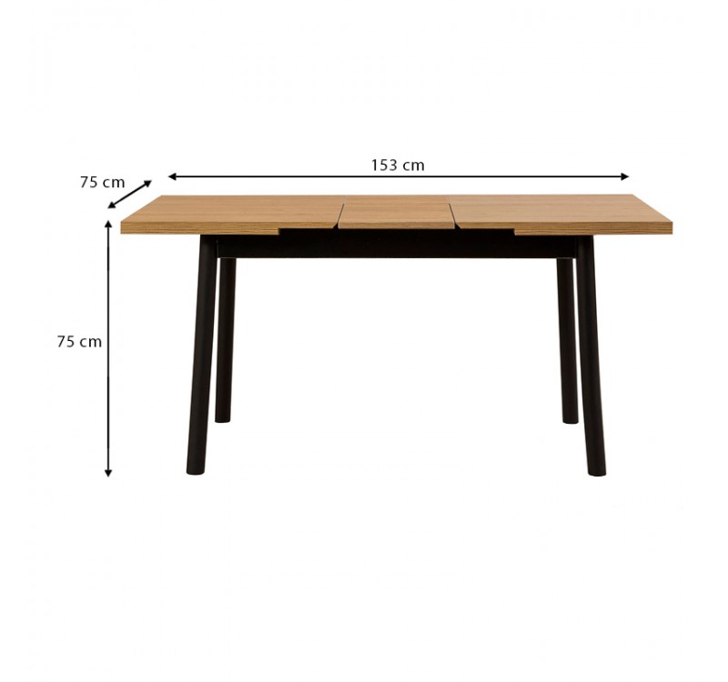 Τραπέζι Jemmy Megapap επεκτεινόμενο χρώμα φυσικό - μαύρο 120/153x75x77εκ.
