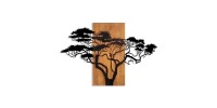 Διακοσμητικό τοίχου Acacia Tree Megapap ξύλινο - μεταλλικό χρώμα καρυδί - μαύρο 90x3x58εκ.