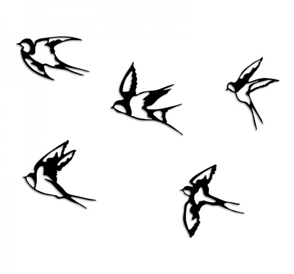 Διακοσμητικό τοίχου Swallows Megapap 5 τμχ μεταλλικό χρώμα μαύρο 19x19εκ.