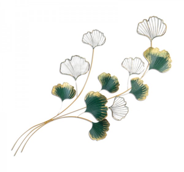 Διακοσμητικό τοίχου Flower Megapap μεταλλικό χρώμα χρυσό - πράσινο 120x100εκ.