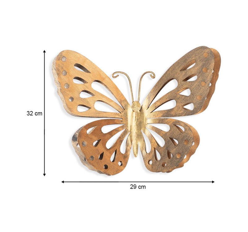 Διακοσμητικό τοίχου Butterfly Megapap μεταλλικό χρώμα χρυσό 29x32εκ.