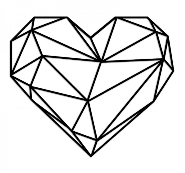 Διακοσμητικό τοίχου Heart Megapap μεταλλικό χρώμα μαύρο 47x40εκ.