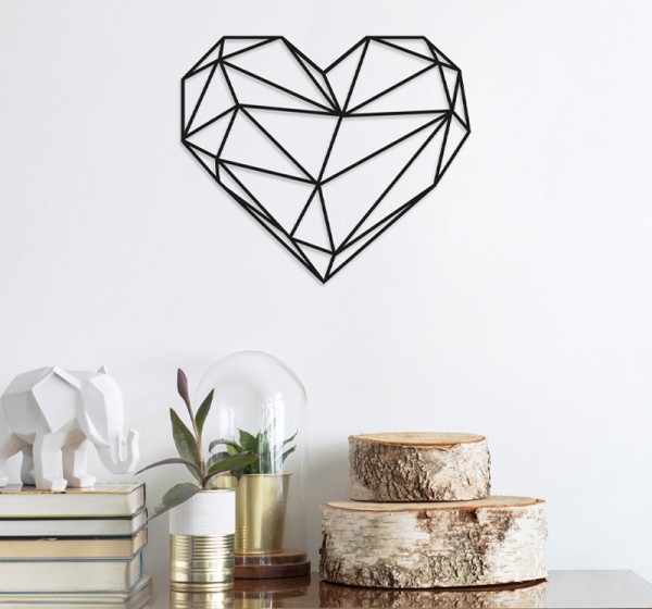 Διακοσμητικό τοίχου Heart Megapap μεταλλικό χρώμα μαύρο 47x40εκ.
