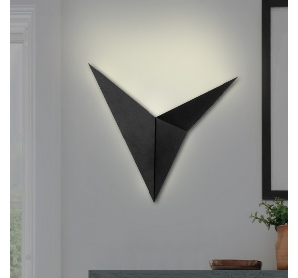 Απλίκα τοίχου Bird Megapap μεταλλική χρώμα μαύρο 34x5x34εκ.