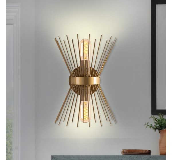 Απλίκα τοίχου Kirpi Megapap E27 μεταλλική χρώμα χρυσό 23x5x33εκ.