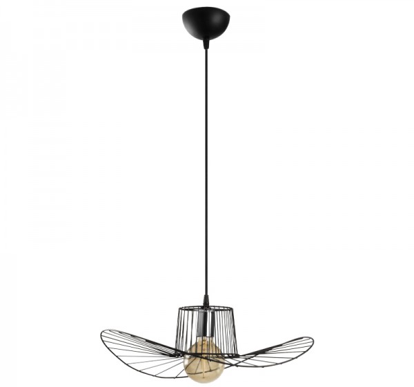 Φωτιστικό οροφής Tel Megapap E27 μεταλλικό μονόφωτο χρώμα μαύρο Φ49x110εκ.