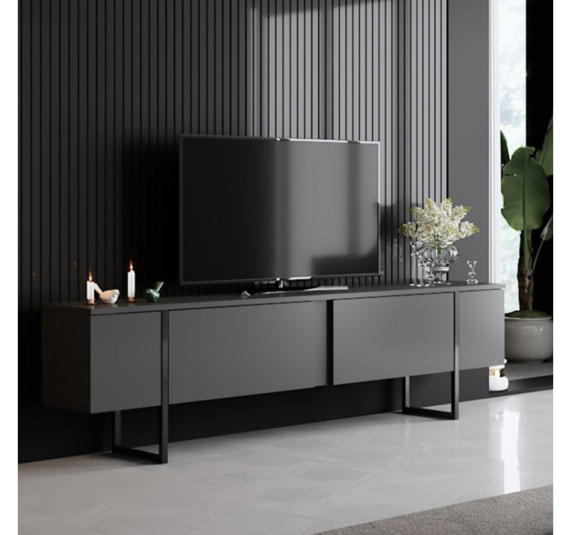 Έπιπλο τηλεόρασης Luxe Megapap χρώμα ανθρακί 180x30x50εκ.