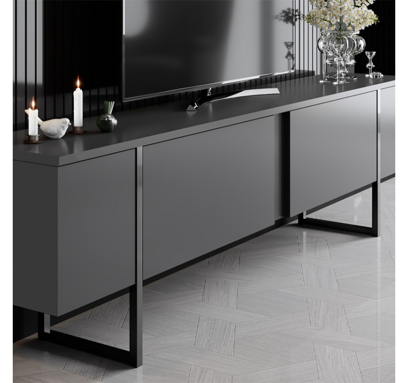 Έπιπλο τηλεόρασης Luxe Megapap χρώμα ανθρακί 180x30x50εκ.