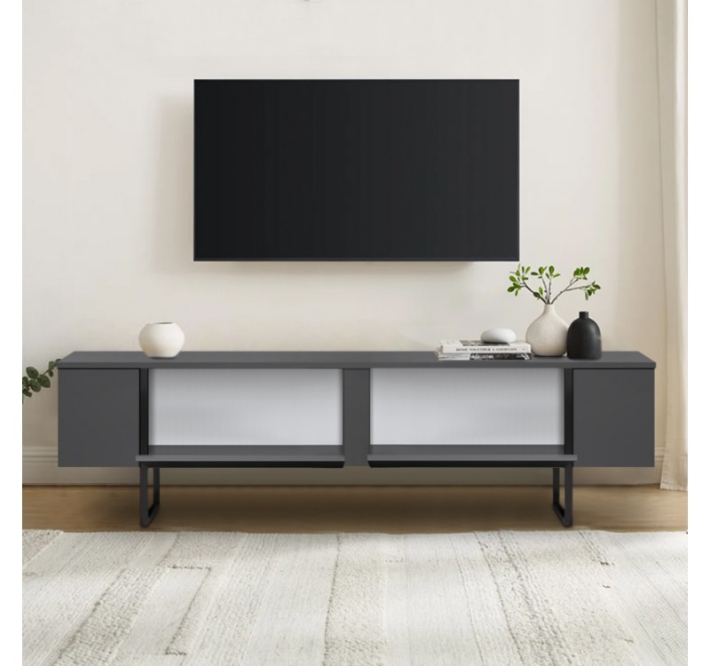 Έπιπλο τηλεόρασης Luxe Megapap χρώμα ανθρακί 180x30x50εκ.