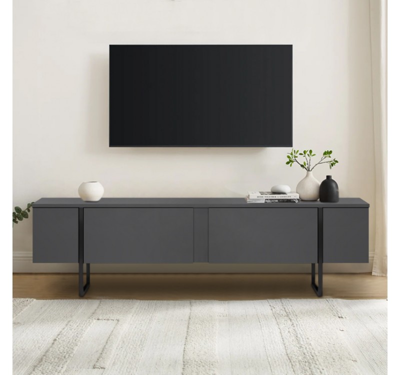 Έπιπλο τηλεόρασης Luxe Megapap χρώμα ανθρακί 180x30x50εκ.