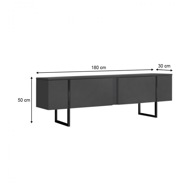 Έπιπλο τηλεόρασης Luxe Megapap χρώμα ανθρακί 180x30x50εκ.