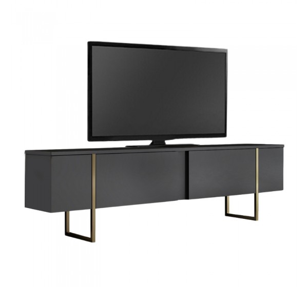 Έπιπλο τηλεόρασης Luxe Megapap χρώμα ανθρακί - χρυσό 180x30x50εκ.