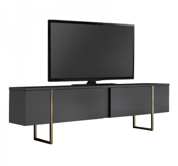 Έπιπλο τηλεόρασης Luxe Megapap χρώμα ανθρακί - χρυσό 180x30x50εκ.