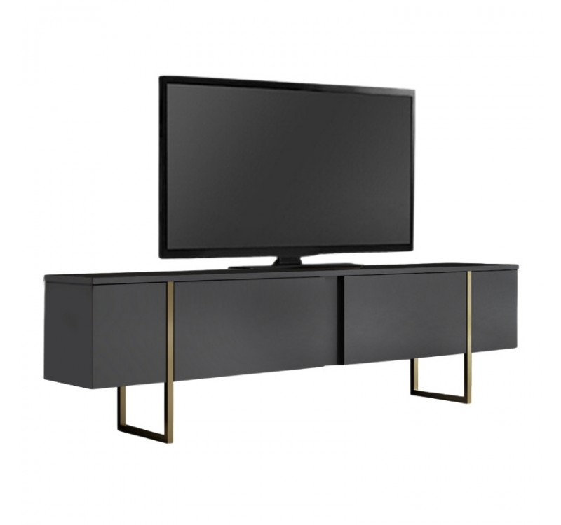Έπιπλο τηλεόρασης Luxe Megapap χρώμα ανθρακί - χρυσό 180x30x50εκ.