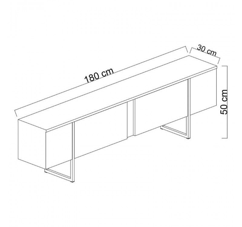 Έπιπλο τηλεόρασης Luxe Megapap χρώμα ανθρακί - χρυσό 180x30x50εκ.