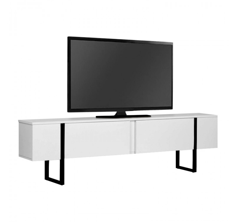 Έπιπλο τηλεόρασης Luxe Megapap χρώμα λευκό - μαύρο 180x30x50εκ.