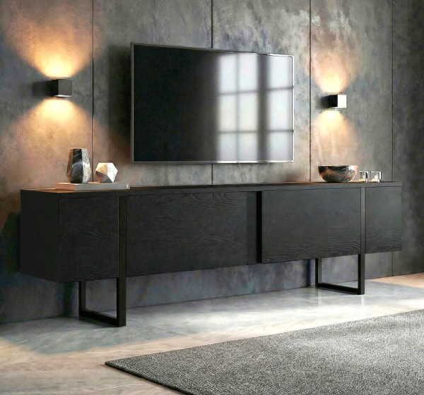 Έπιπλο τηλεόρασης Luxe Megapap χρώμα black wood 180x30x50εκ.