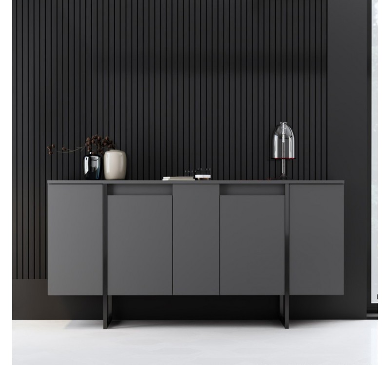 Μπουφές Luxe Megapap χρώμα ανθρακί 160x35x80εκ.