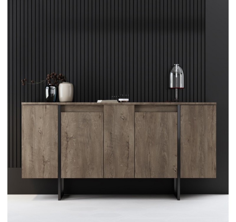 Μπουφές Luxe Megapap χρώμα καρυδί 160x35x80εκ.