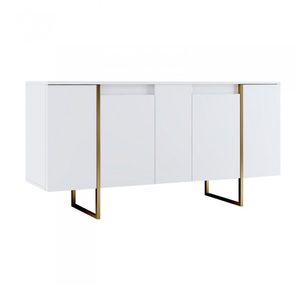 Μπουφές Luxe Megapap χρώμα λευκό - χρυσό 160x35x80εκ.