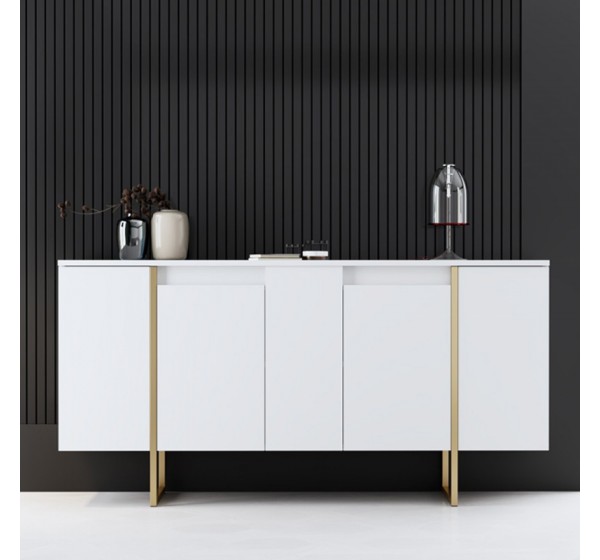 Μπουφές Luxe Megapap χρώμα λευκό - χρυσό 160x35x80εκ.