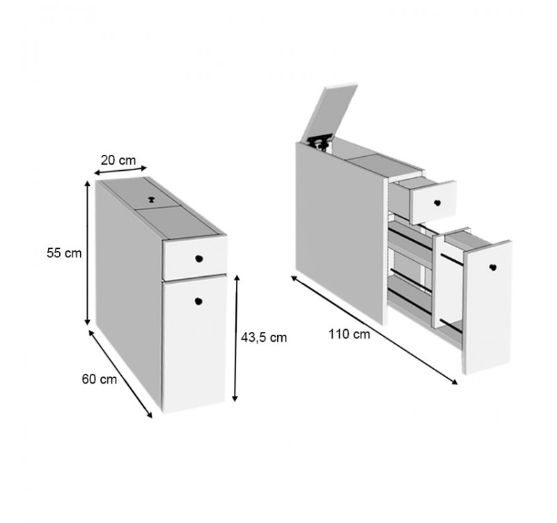 Ντουλάπι μπάνιου Calencia Megapap χρώμα φυσικό οξιάς 20x60x55εκ.