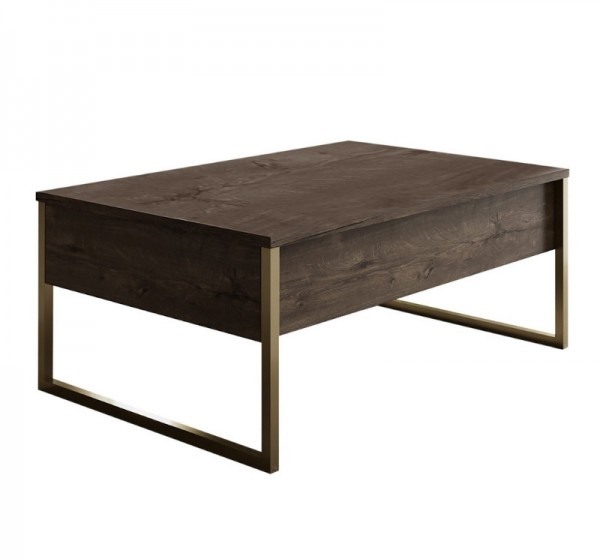 Τραπεζάκι σαλονιού Luxe Megapap χρώμα καρυδί - χρυσό 90x60x40εκ.