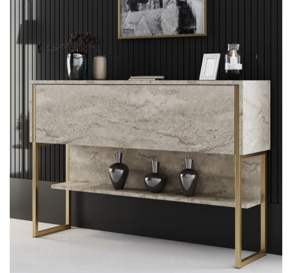 Μπουφές Luxe Megapap χρώμα travertine - χρυσό 120x30x80εκ.
