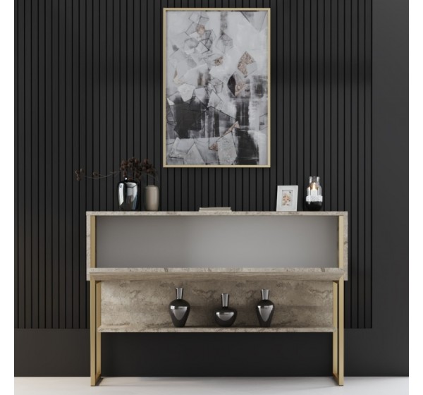 Μπουφές Luxe Megapap χρώμα travertine - χρυσό 120x30x80εκ.