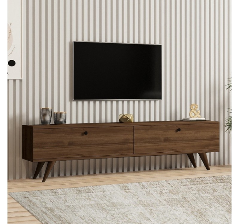 Έπιπλο τηλεόρασης Paris Megapap χρώμα καρυδί 160x25x35εκ.