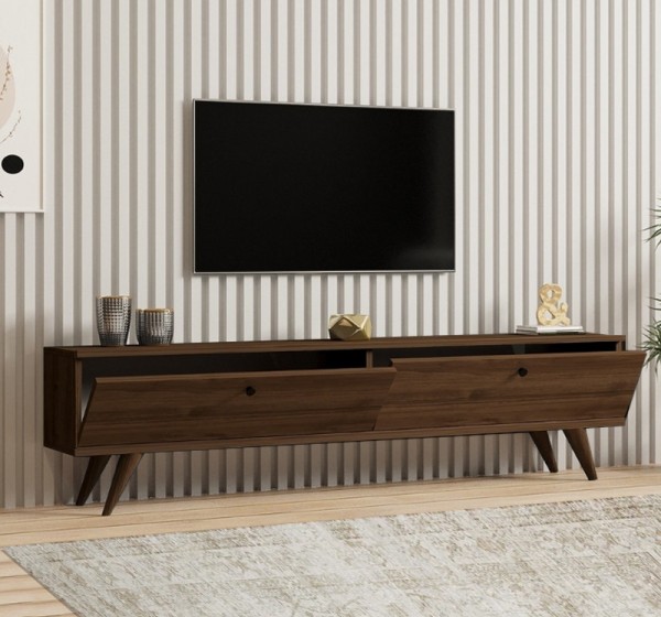 Έπιπλο τηλεόρασης Paris Megapap χρώμα καρυδί 160x25x35εκ.