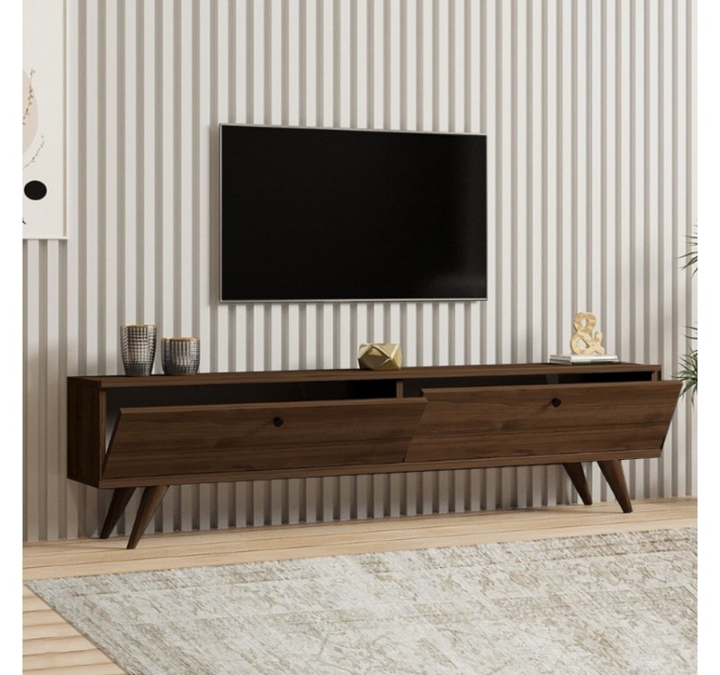Έπιπλο τηλεόρασης Paris Megapap χρώμα καρυδί 160x25x35εκ.
