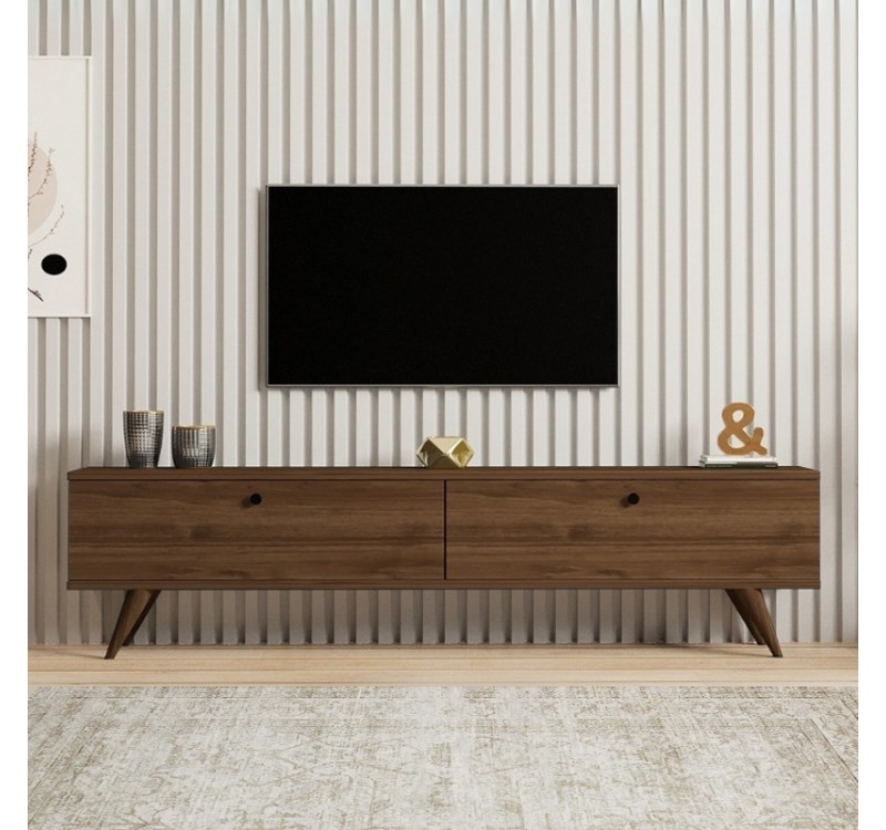 Έπιπλο τηλεόρασης Paris Megapap χρώμα καρυδί 160x25x35εκ.