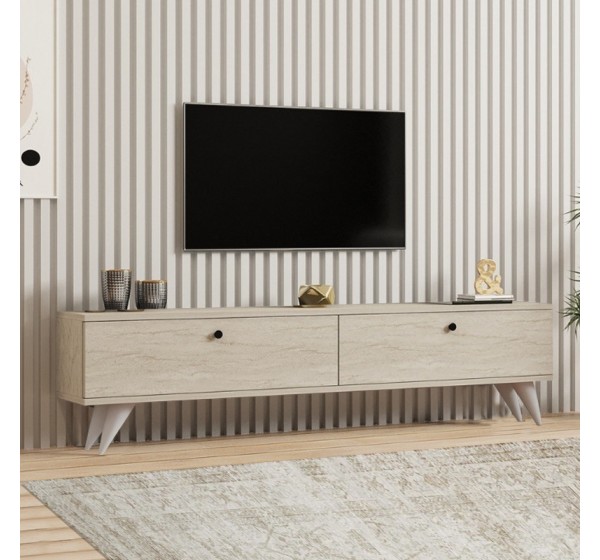 Έπιπλο τηλεόρασης Paris Megapap χρώμα travertine 160x25x35εκ.