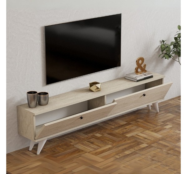 Έπιπλο τηλεόρασης Paris Megapap χρώμα travertine 160x25x35εκ.