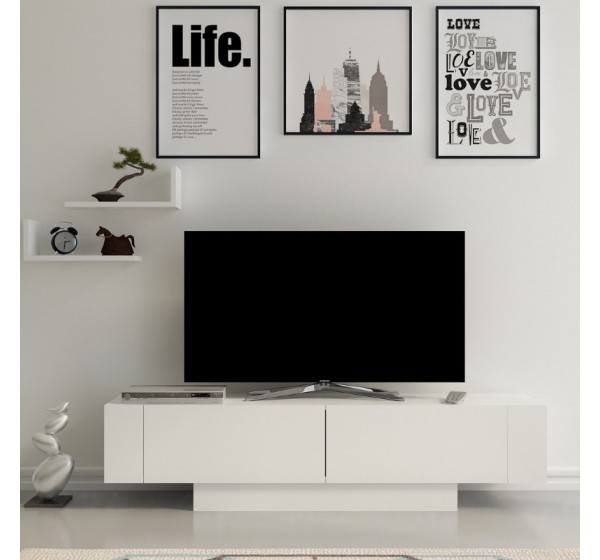 Έπιπλο τηλεόρασης Matera Megapap χρώμα λευκό 150x31,5x41,6εκ.