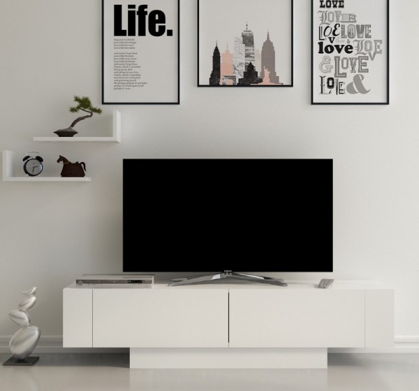 Έπιπλο τηλεόρασης Matera Megapap χρώμα λευκό 150x31,5x41,6εκ.