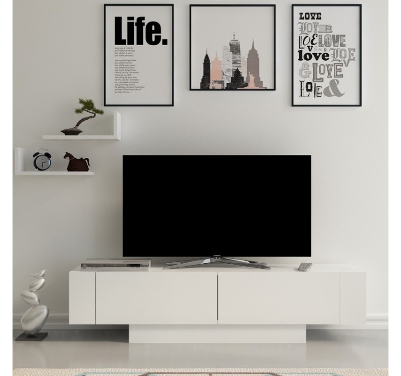 Έπιπλο τηλεόρασης Matera Megapap χρώμα λευκό 150x31,5x41,6εκ.