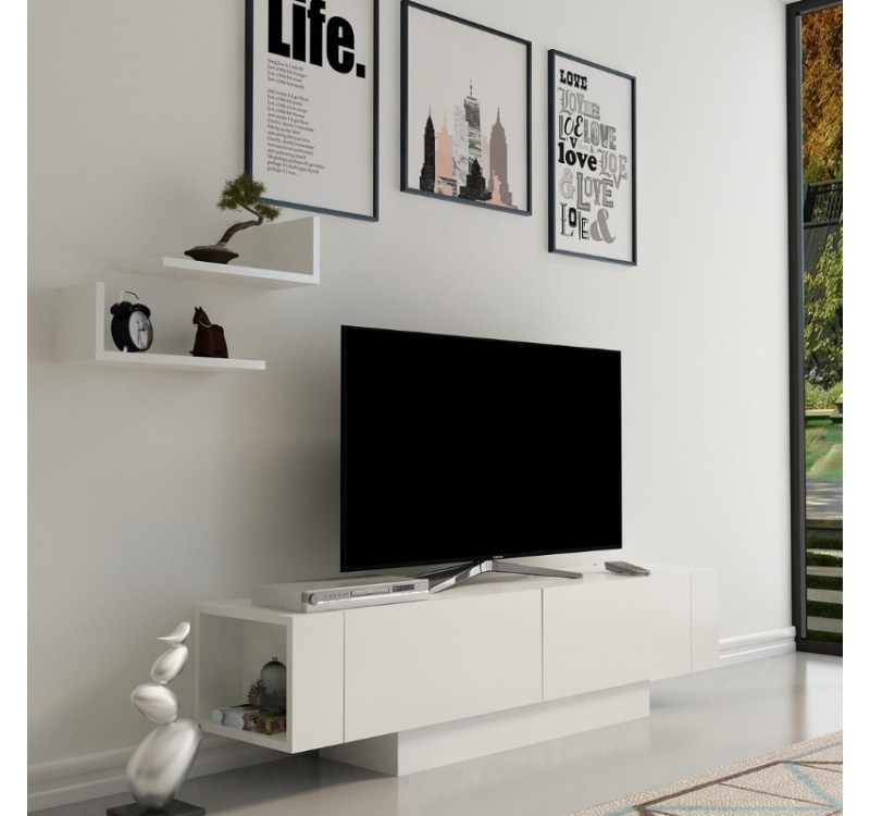 Έπιπλο τηλεόρασης Matera Megapap χρώμα λευκό 150x31,5x41,6εκ.