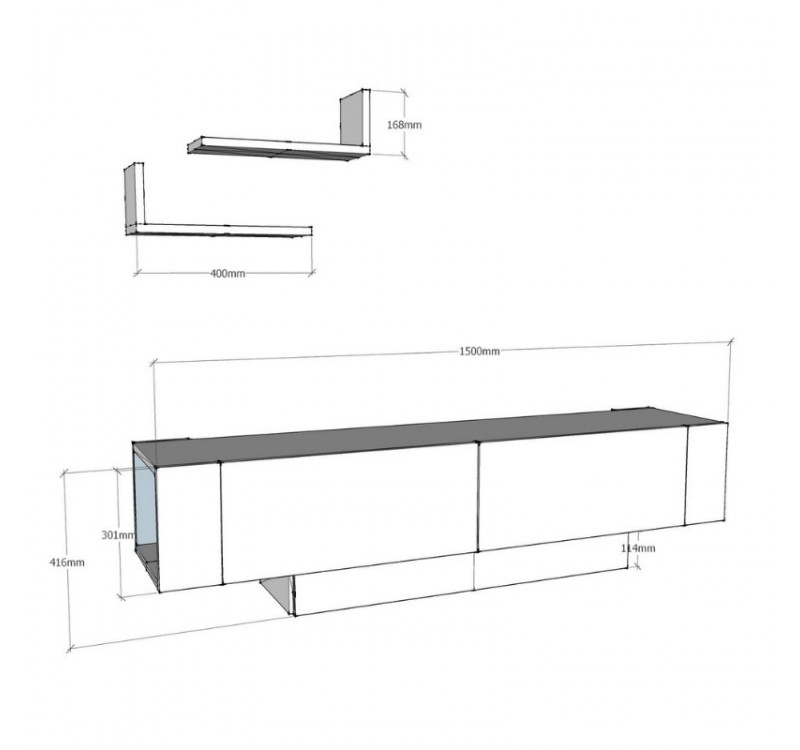 Έπιπλο τηλεόρασης Matera Megapap χρώμα λευκό 150x31,5x41,6εκ.