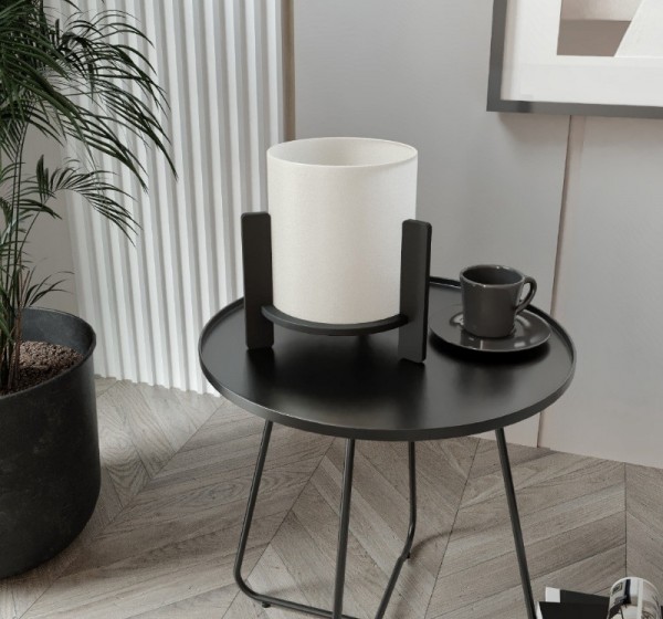 Φωτιστικό επιτραπέζιο Pine Megapap E27 Mdf - ύφασμα Pvc χρώμα μαύρο - κρεμ Ø20x20εκ.