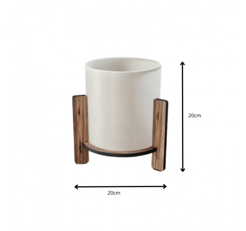 Φωτιστικό επιτραπέζιο Pine Megapap E27 Mdf - ύφασμα Pvc χρώμα καρυδί - κρεμ Ø20x20εκ.
