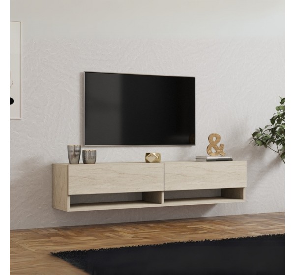 Έπιπλο τηλεόρασης επιτοίχιο Arges Megapap χρώμα travertine 140x29,6x30εκ.