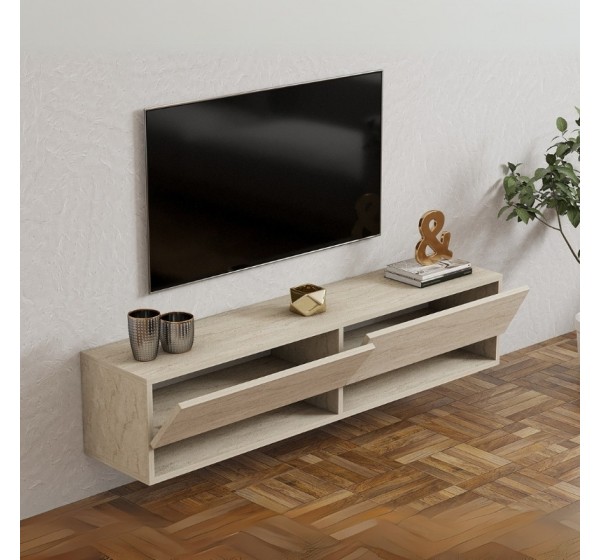 Έπιπλο τηλεόρασης επιτοίχιο Arges Megapap χρώμα travertine 140x29,6x30εκ.