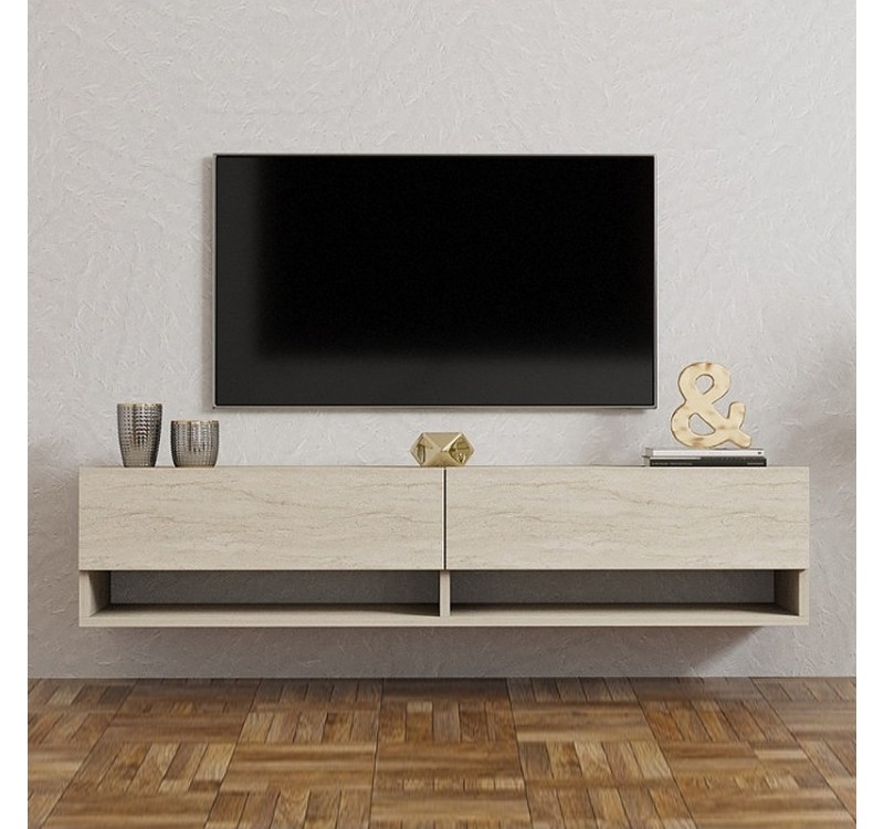 Έπιπλο τηλεόρασης επιτοίχιο Arges Megapap χρώμα travertine 140x29,6x30εκ.