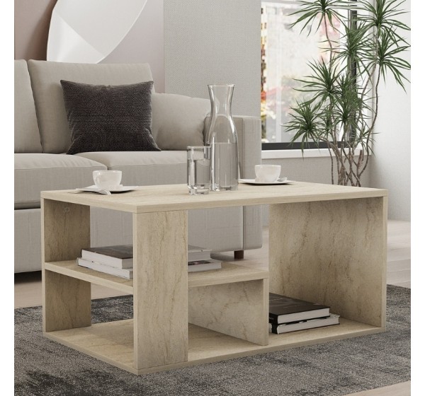 Τραπεζάκι σαλονιού Rodom Megapap χρώμα travertine 80x50x40εκ.
