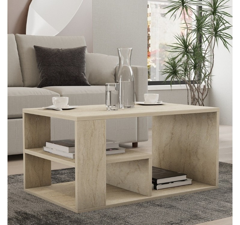 Τραπεζάκι σαλονιού Rodom Megapap χρώμα travertine 80x50x40εκ.